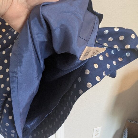 J. Crew Navy and Silver Polka Dot Sheath | 12 | EUC | Silk Cotton Blend! - Picture 8 of 8